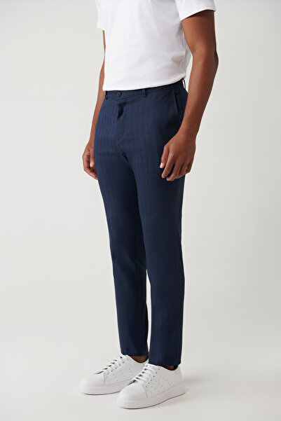 Avva Erkek Lacivert Yandan Cepli Esnek Kumaşlı Lightweight Relaxed Fit Pantolon A41Y3206