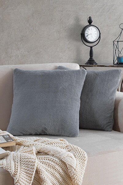 MaisonArt Диван 2 Шматки Сірий Колір Велсофт Подушка Чохол Наволочка 44x44 Cm