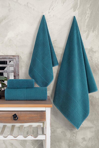 Zeynep Tekstil Royalty |   50X90 - 70X140 cm 4-Piece Bath Towel Set, 100% Cotton Towel Set
