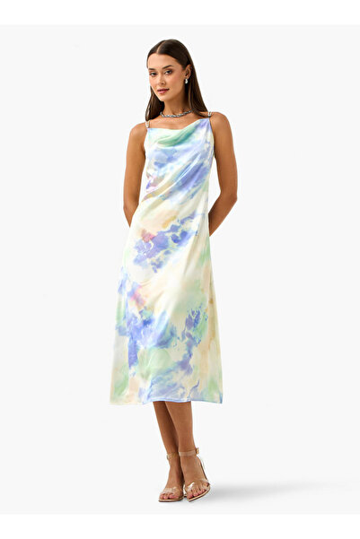 2Xtremz 2Xtremz Tie Dye Print Satin Strappy Sleeveless Dress