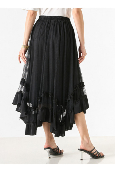 2Xtremz Asymmetric Skirt with Ruffle Detail and Elasticated Waistband