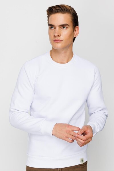 İgs Men's White Crew Neck Sweatshirt