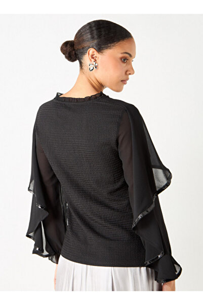 2Xtremz Textured Cape Top With Tie-up Detail And Long Sleeves