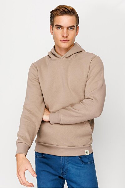 İgs Men's Camel Hooded Sweatshirt