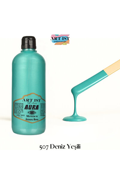 ART IST AURA Sedefli ve Vernikli Metalik Akrilik Boya 500 ml – 507 Deniz Yeşili | Ahşap, Metal, Seramik,Hobi