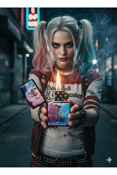 ASYA GIFTS Harley Quinn Benzinli Metal Çakmak