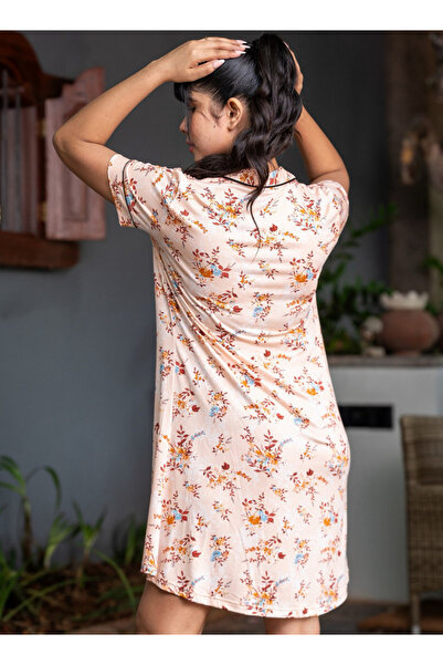 Aadaraya Short Sleepshirt Short Sleeves Floral Print