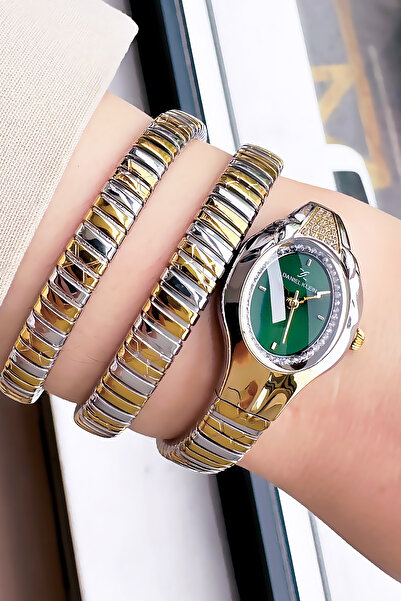 Daniel Klein Snake Watch Model - Women's Wrist Watch, Waterproof Gold Silver Steel Band - Bracelet Gift Dkby2044C4