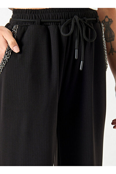 2Xtremz Embellished Wide Leg Pants with Drawstring Closure