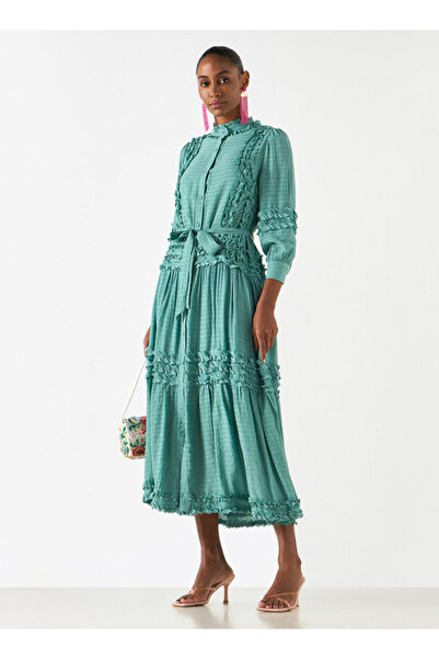 2Xtremz Ruffle Detail Dress with 3/4 Sleeves and Tie-Up Belt