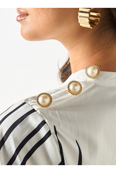 2Xtremz Striped Dress With Asymmetrical Hemline And Pearl Accent