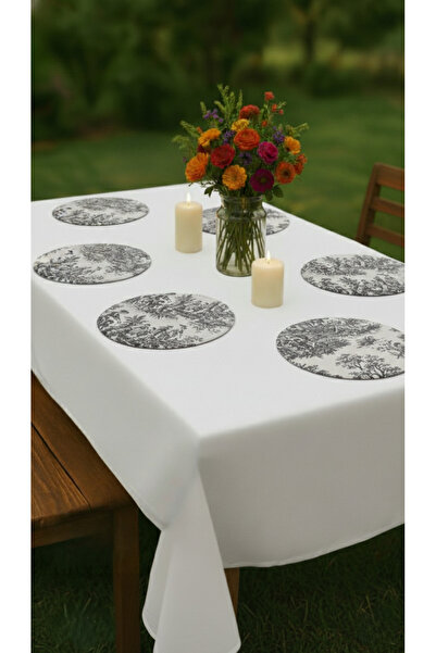 shopshop English Country Vintage American Service 6 Pieces 33X33 Mdf Fabric Dressing Table Tableware Presentation Set