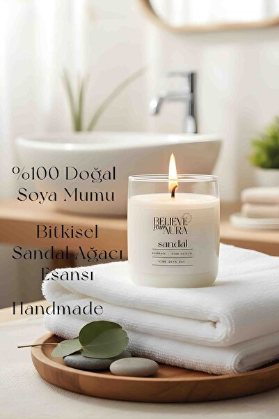 Believe Your Aura Sandal Ağacı Kokulu Mum - %100 Doğal Soya Mumu Aromaterapi ...