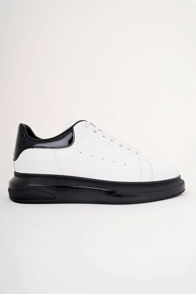 bulutmod BA04471 Pantofi sport cu talpă înaltă cu gel din piele naturală pentru bărbați, alb, negru - alb - 41