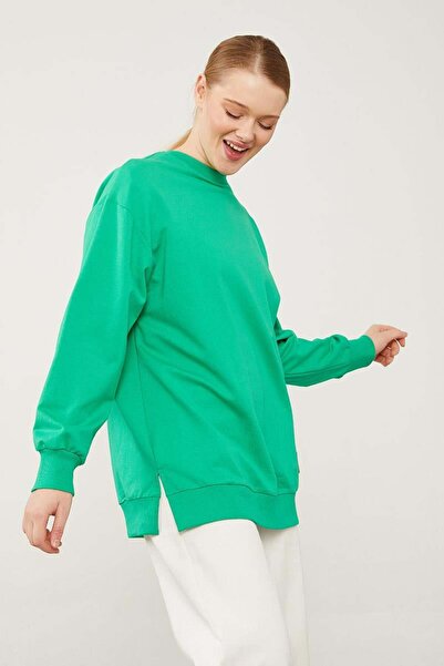 Levidor Crew Neck Ribbed Basic Sweat - B.Green