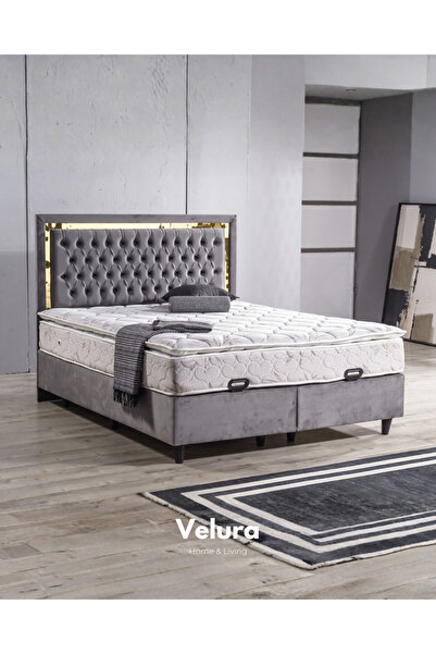 Velura Home & Living Vera Form Çift Kişilik Yatak Baza Başlık Seti (180 X 200)