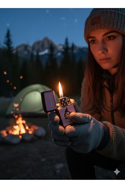 ASYA GIFTS Kuromi Baskılı ( Hello Kitty ) Benzinli Metal Çakmak