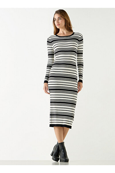 2Xtremz Striped Bodycon Dress With Long Sleeves