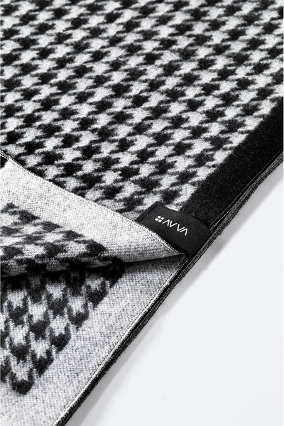 Avva Men's Black Tasseled Houndstooth Patterned Shawl A32Y9407
