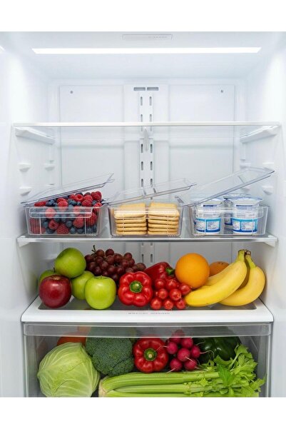 Okyanus Home منظم ثلاجة شفاف وحاوية تخزين مع 3 أغطية سعة 3500 مل