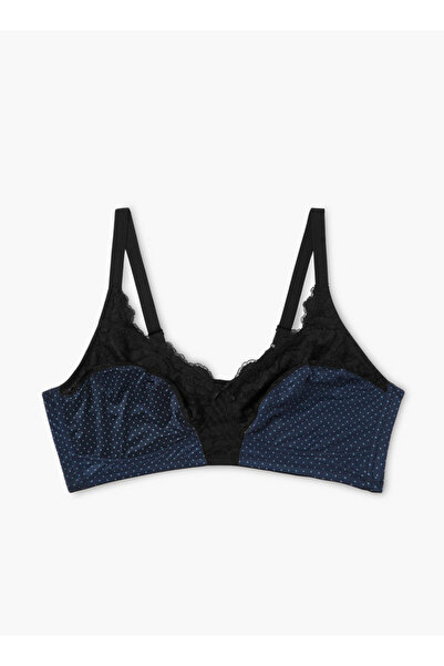 Aadaraya حمالة صدر مزينة بنقاط البولكا مع إغلاق بخطاف وعين