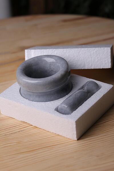 Znp Home Mermer Havan Seti Orta Boy Doğaltaş Mermer Havan Seti 9 x 7 Cm