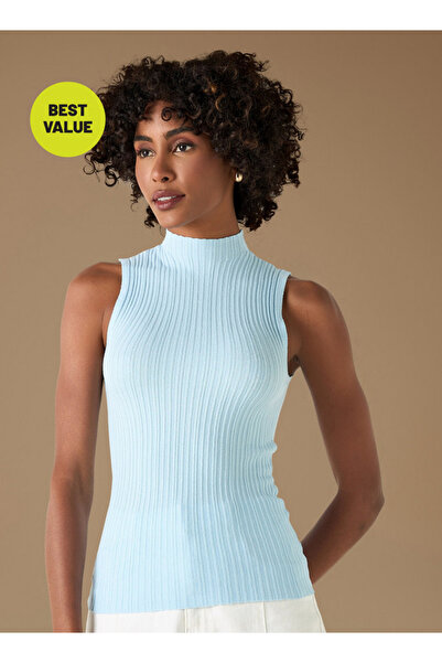 2Xtremz Ribbed Sleeveless Sweater with High Neck