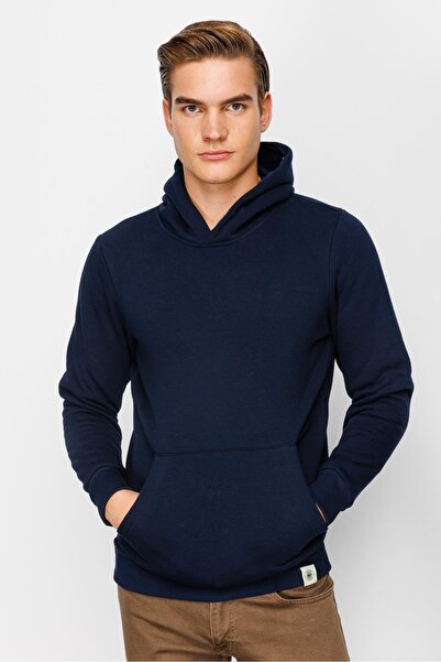 İgs Men's Navy Blue Hooded Sweatshirt