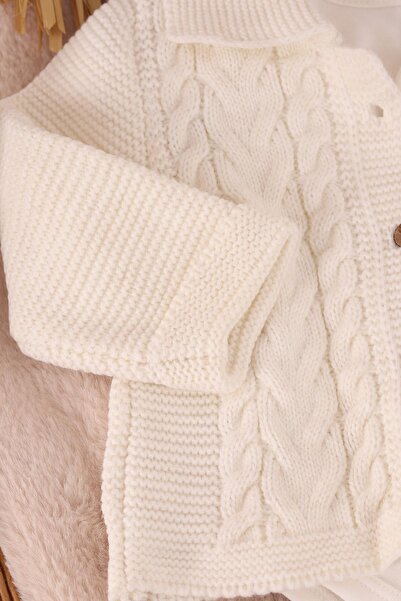 kidello Ecru Bodysuit Knitted 3-Piece Baby Set