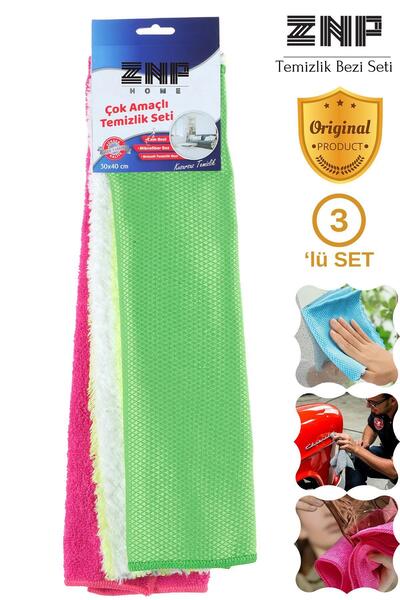 Znp Home 30x40 Cm Multi-Purpose 3-Piece Cleaning Cloth Set