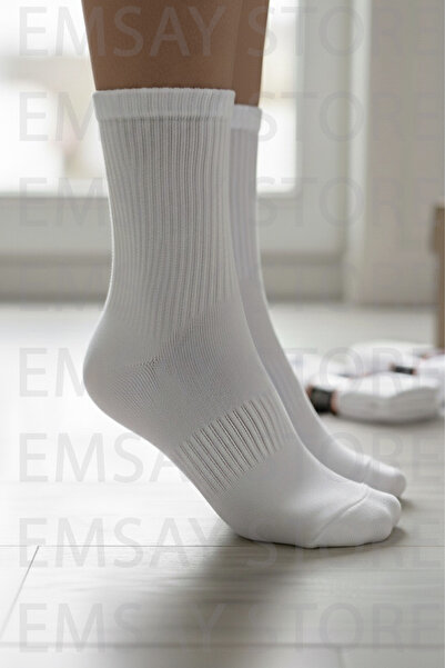 Clothco KALİTELİ UZUN ÖMÜRLÜ 3 Çift Düz Doğal Tenis/Kolej Çorabı