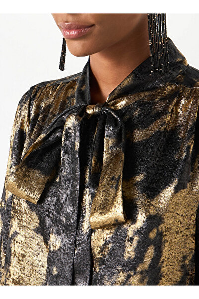 2Xtremz Textured Top With Pussy Bow Neck And Long Sleeves