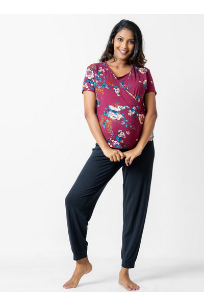 Aadaraya طقم بيجامة وقميص حمل بطبعة زهور