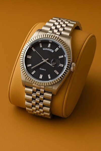 Eyiser Store Classic Men's Watch with Calendar in Special Box – Metal Band Black Dial Gift Suitable for All Ages