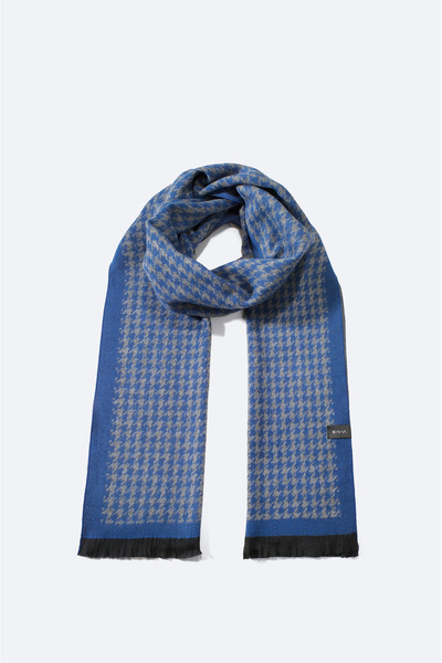 Avva Men's Gray Tasseled Houndstooth Patterned Shawl A32Y9407