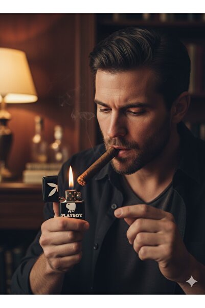 ASYA GIFTS Playboy Metal Benzinli Çakmak ( Iç Ve Dış Metal )