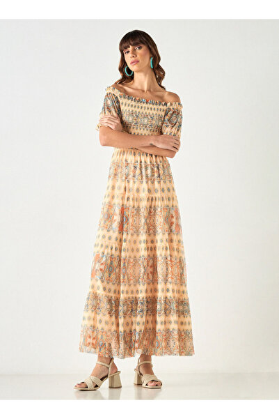 2Xtremz All-over Print Off Shoulder Dress With Shirred Detail