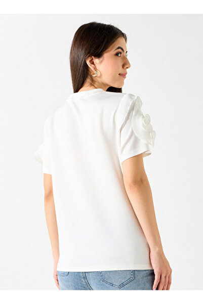 2Xtremz Butterfly Embellished T-shirt With Ruffle Detail Sleeves