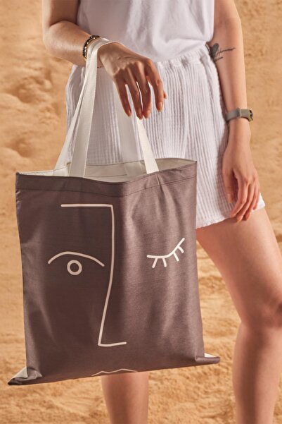 Znp Home Faces Pattern Printed Beach Bag