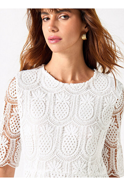 2Xtremz Pineapple Lace Textured A-line Midi Dress