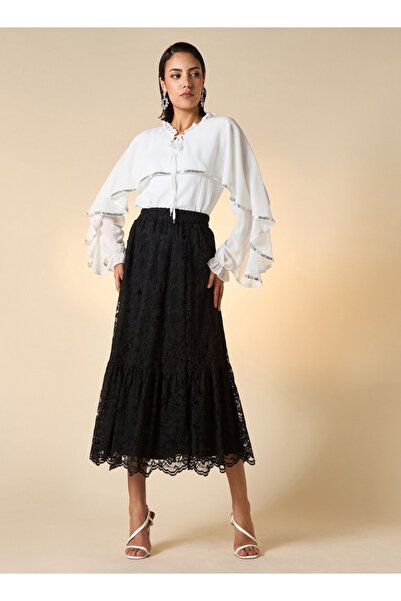 2Xtremz Textured Cape Top With Tie-up Detail And Long Sleeves