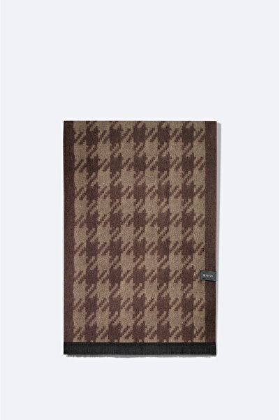 Avva Men's Brown Tasseled Patterned Shawl A32Y9411