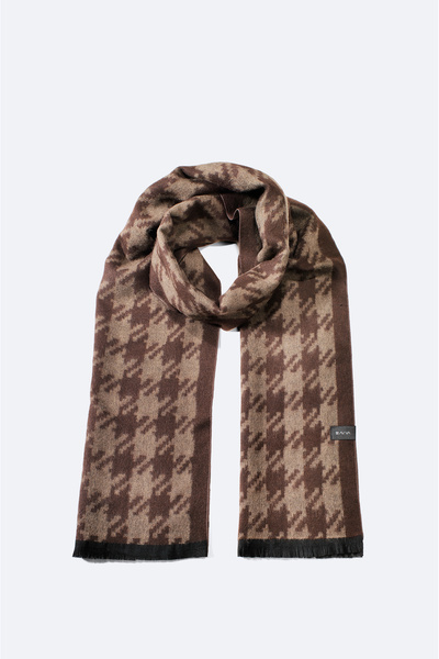 Avva Men's Brown Tasseled Patterned Shawl A32Y9411