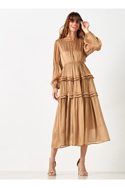 2Xtremz Textured A-line Tiered Dress with Volume Sleeves