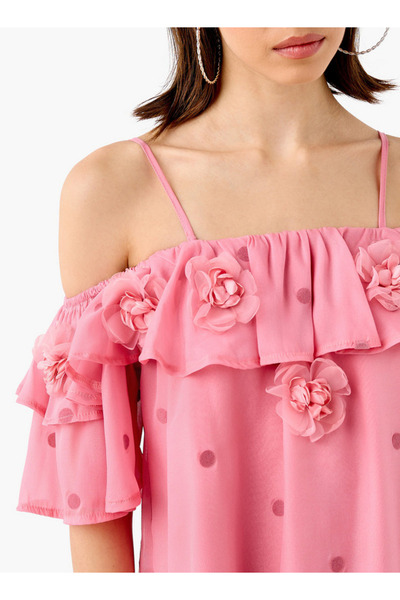 2Xtremz Floral Accent Off Shoulder Top with Ruffles