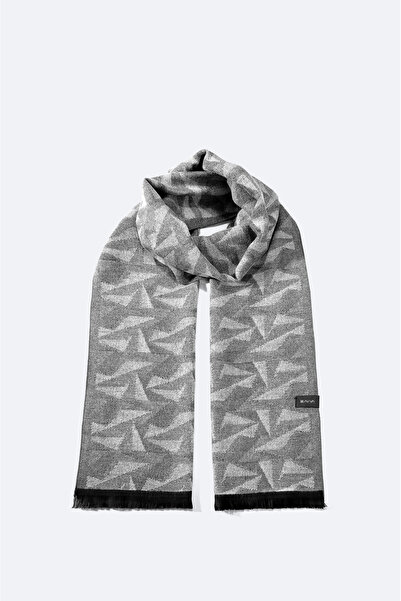 Avva Men's Gray Tassel Patterned Shawl A32Y9402