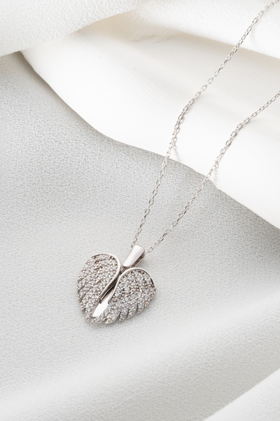 Two Arts Kadın 925 Ayar Gümüş Melek Kanadı İsimli Kolye | Kişiye Özel | Hediye Kutusunda