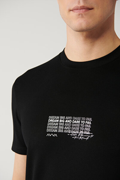 Avva Ανδρικό μπλουζάκι με στάμπα με λαιμόκοψη με στάμπα A41Y1013