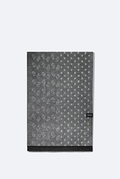 Avva Men's Gray Tasseled Patterned Shawl A32Y9410