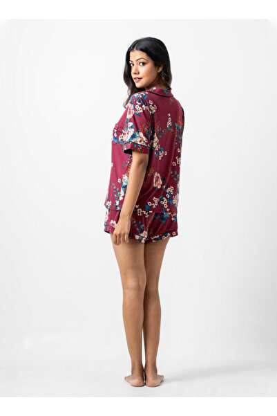 Aadaraya All-over Floral Print Shirt And Elasticated Shorts Set